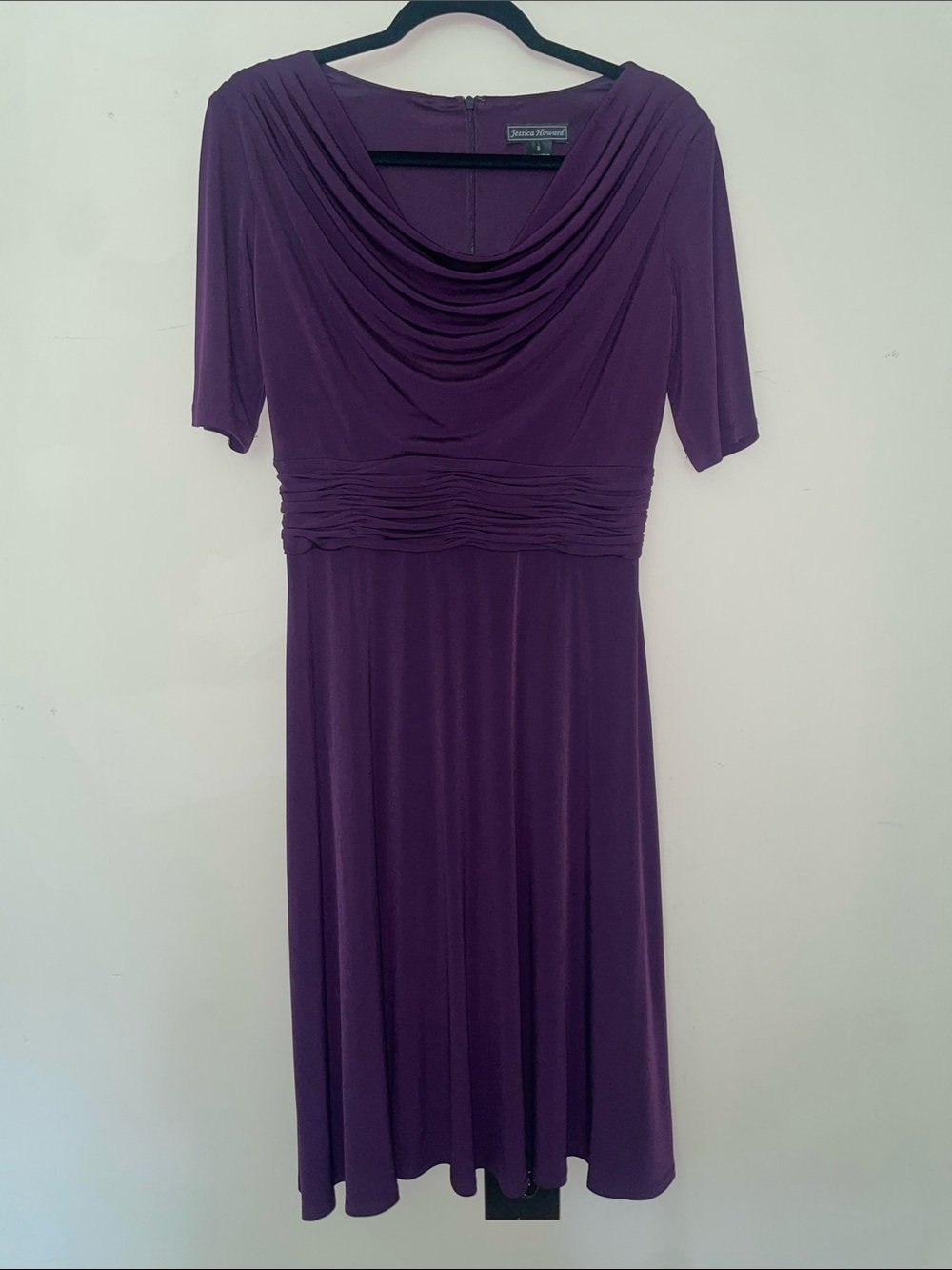 Jessica Howard Plum Cowl Neck A-Line Midi Dress